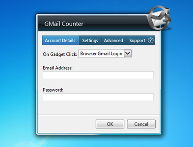 Gmail Counter gadget setup