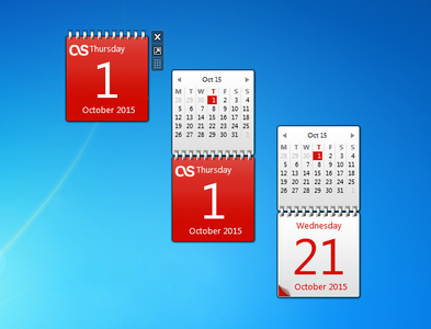 Red Calendar Gadget for Windows 7